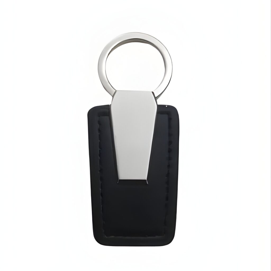 Black Leather & Silver Clip Keychain