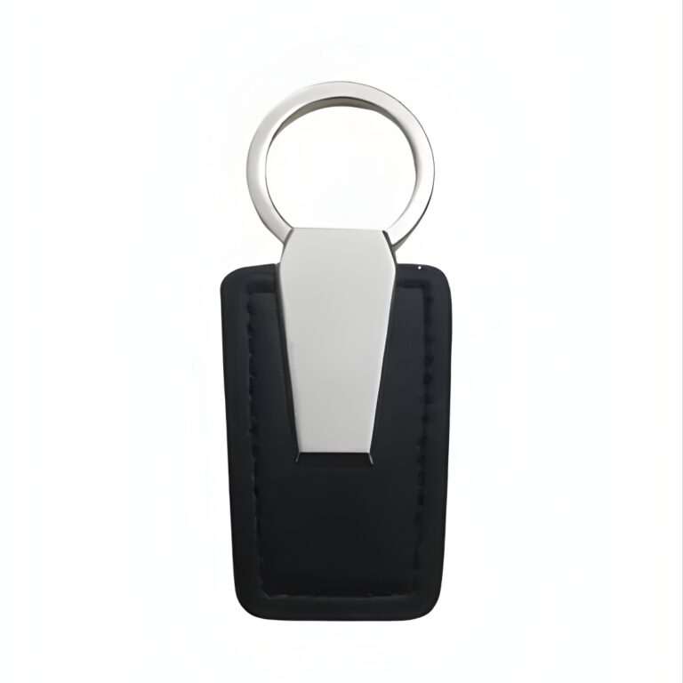 Black Leather & Silver Clip Keychain