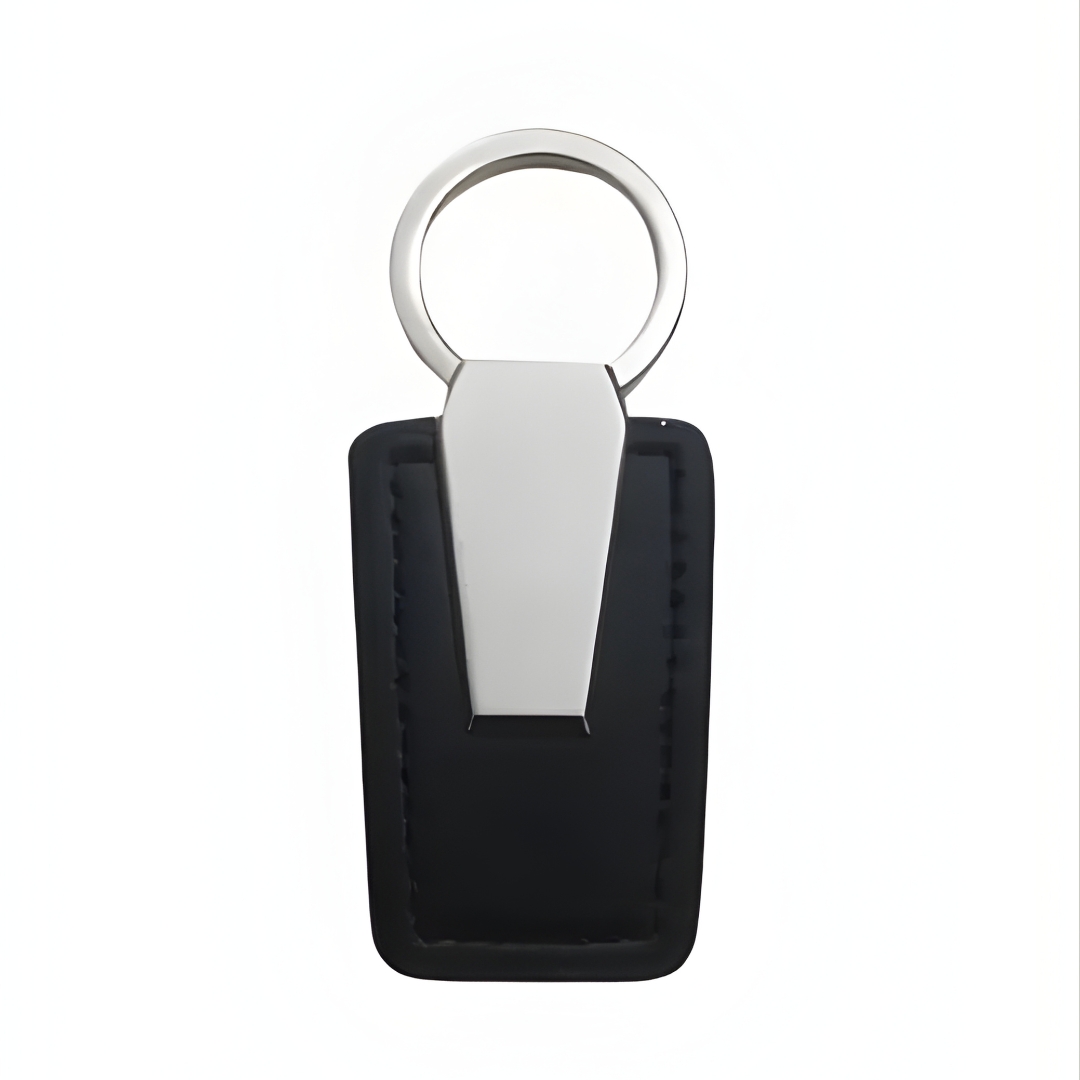 Black Leather & Silver Clip Keychain