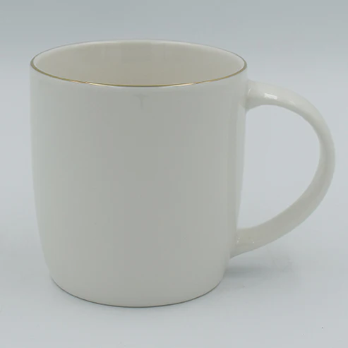 White Bone China Mug with Gold Rim